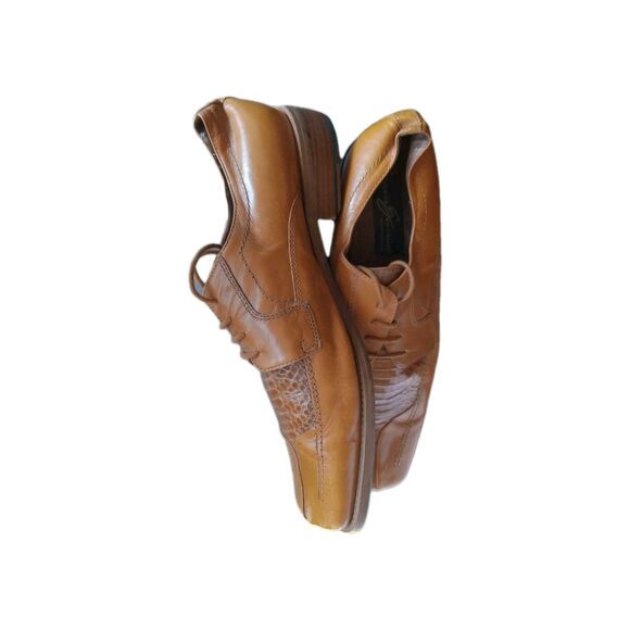 Giorgio Brutini Mens Derby Dress Shoes 9.5W Cognac Square Toe Genuine Snakeskin - Picture 5 of 12